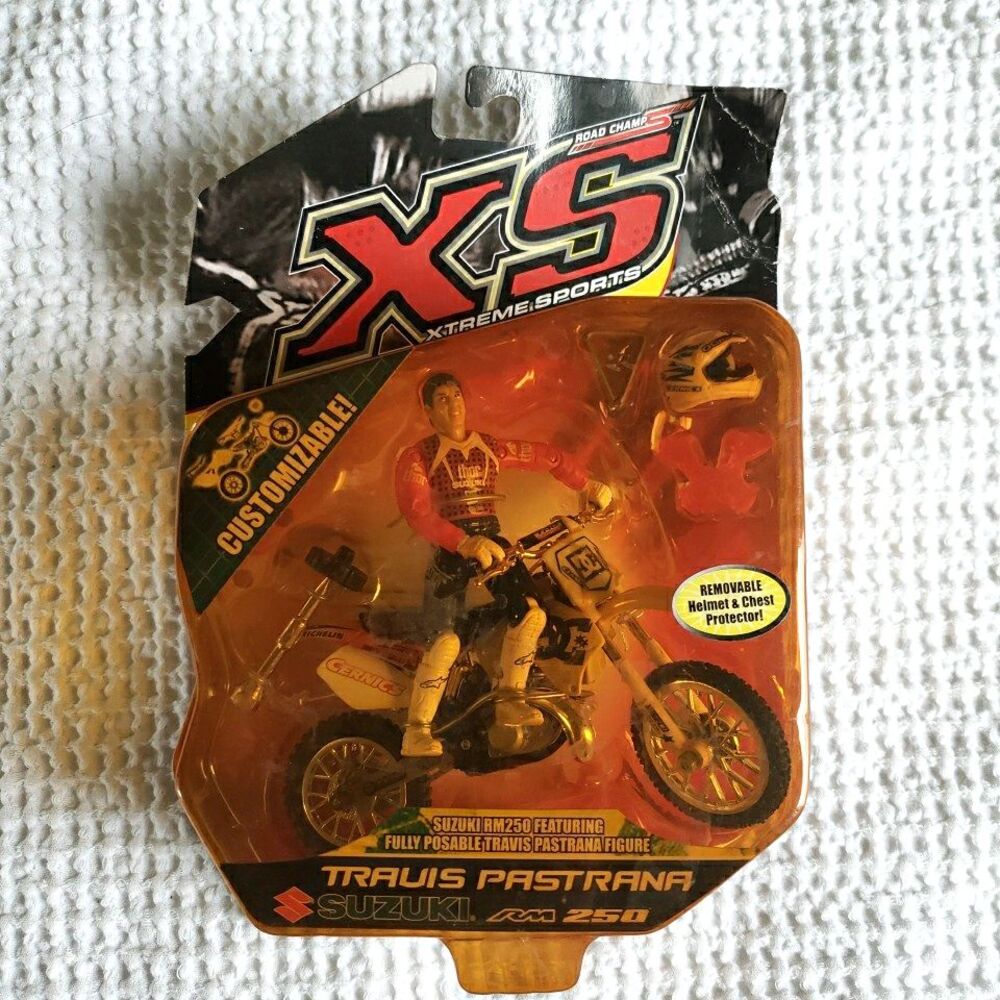 New Road Champs XS Travis Pastrana Suzuki RM250 Dirt Bike Action Figure #199